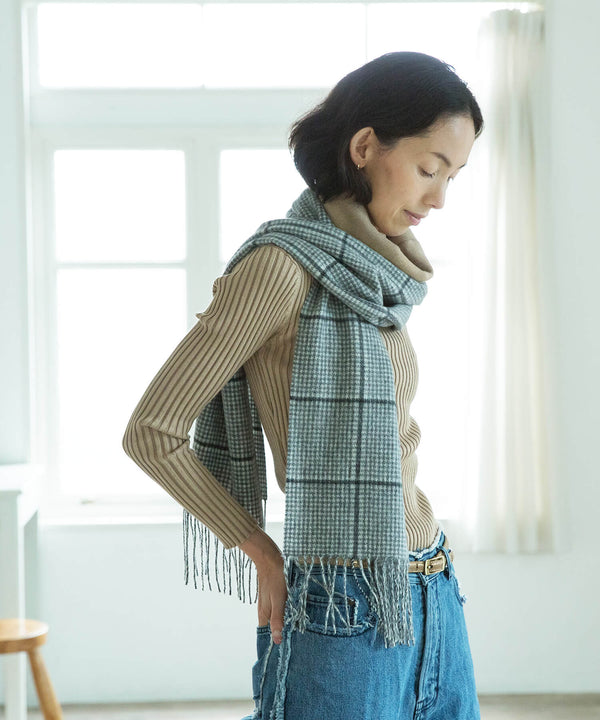 カシミヤ 100% レディース マフラー チェック